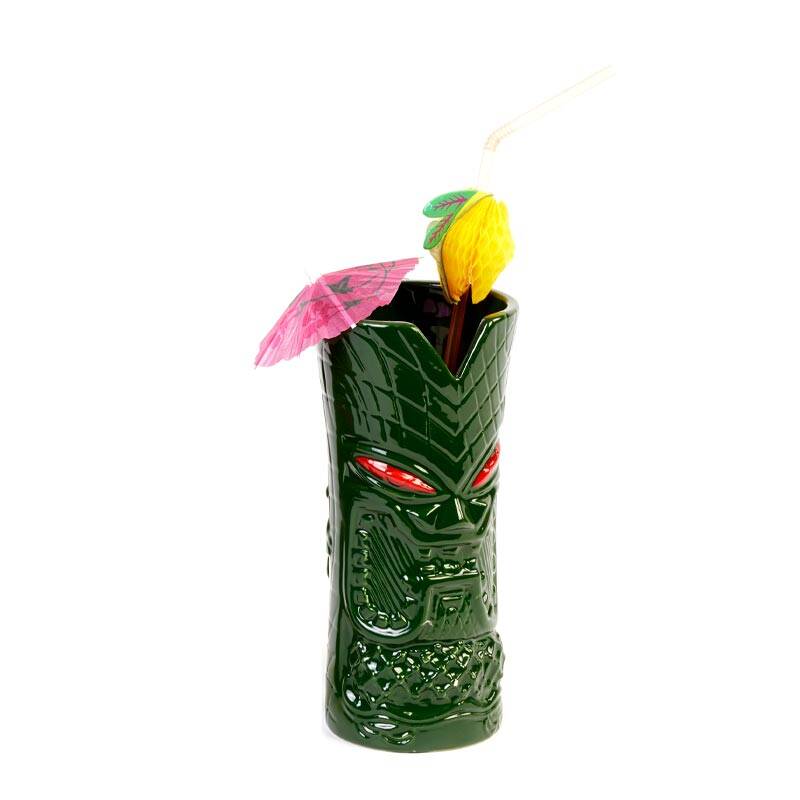 Biradlı GR-20221 Seramik Tiki Mug Kokteyl Bardağı, 350 cc, 8x17 cm, Yeşil - 1