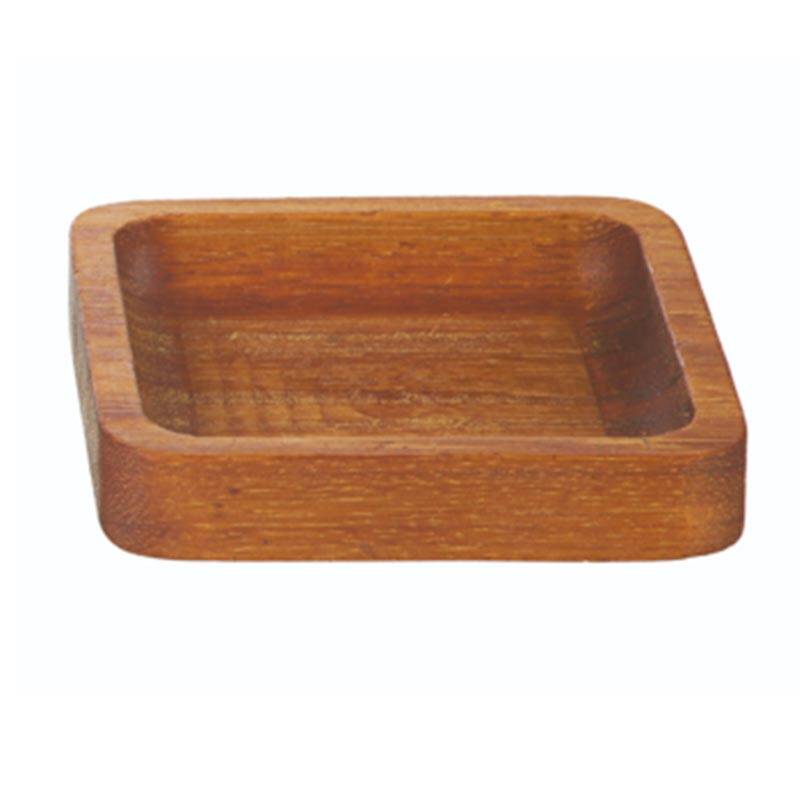 Biradlı GRV-1901 Iroko Ahşap Kare Sosluk ve Çerezlik, 10x10 cm - 1