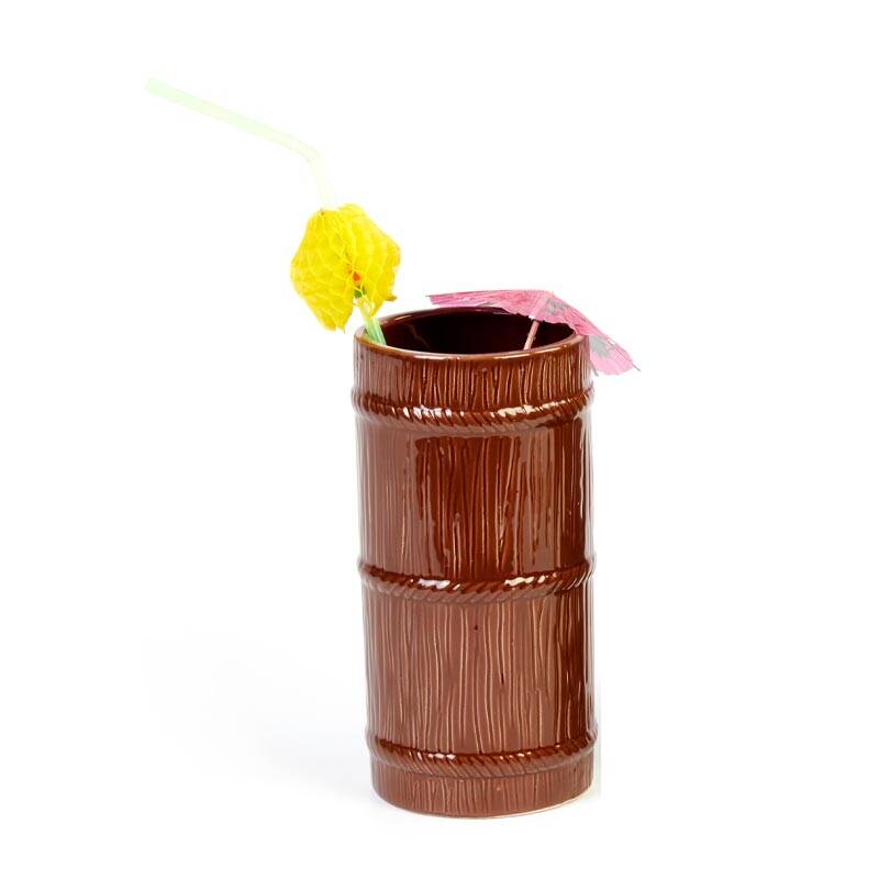 Biradlı GRV-20207 Seramik Tiki Mug Kokteyl Bardağı, 570 cc, 8x17 cm, Kahverengi - 1