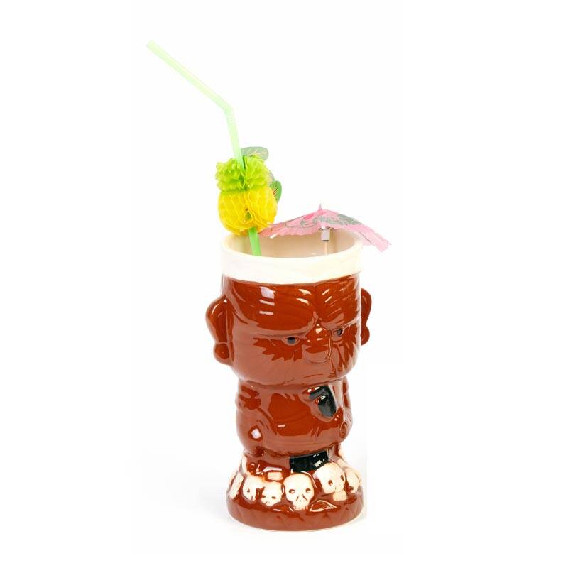 Biradlı GRV-20211 Seramik Tiki Mug Kokteyl Bardağı, 410 cc, 8.5x16.5 cm, Kahverengi - 1