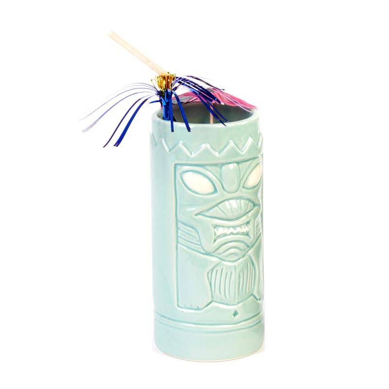 Biradlı GRV-20220 Seramik Tiki Mug Kokteyl Bardağı, 650 cc, 8x18 cm, Açık Mavi - 1