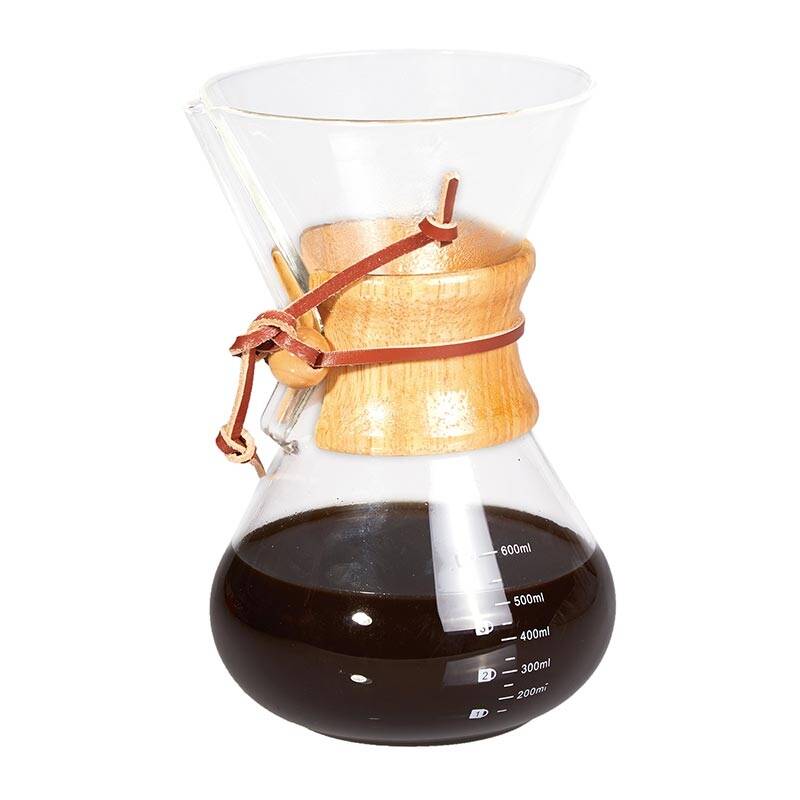 Biradlı GRV-312 Pour Over Chemex Ahşap Tutacaklı Kahve Demleyici, 600 ml - 1