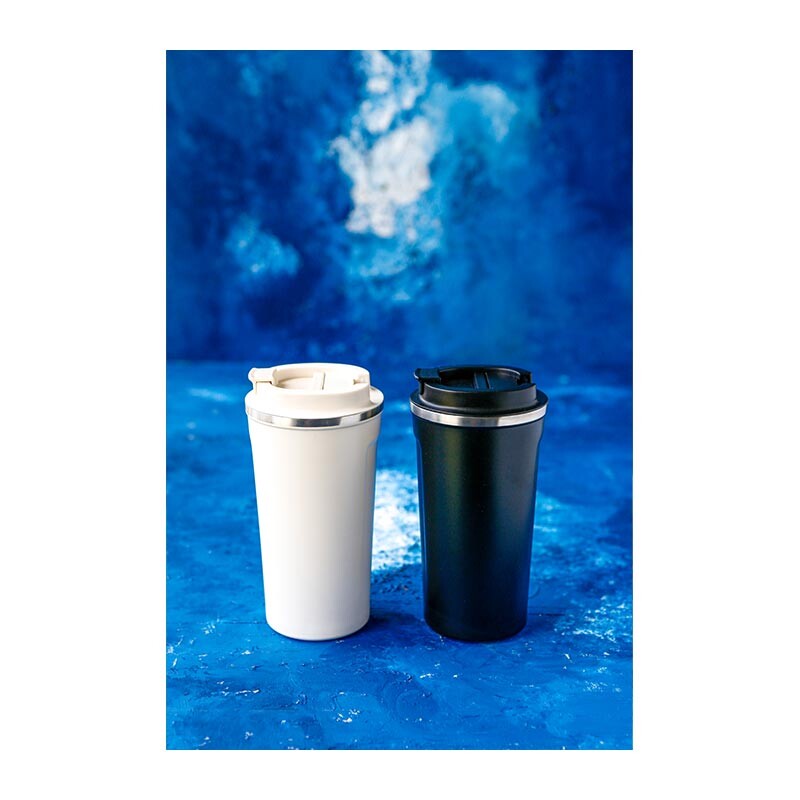 Black Goat M3 Çift Cidarlı Termos Mug, 500 ml - Beyaz - 2