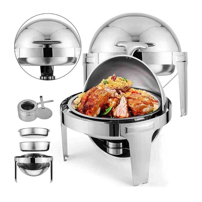 Epinox CDC-6 Roll Top Kapaklı Yuvarlak Chafing Dish, 6 Lt. - 3