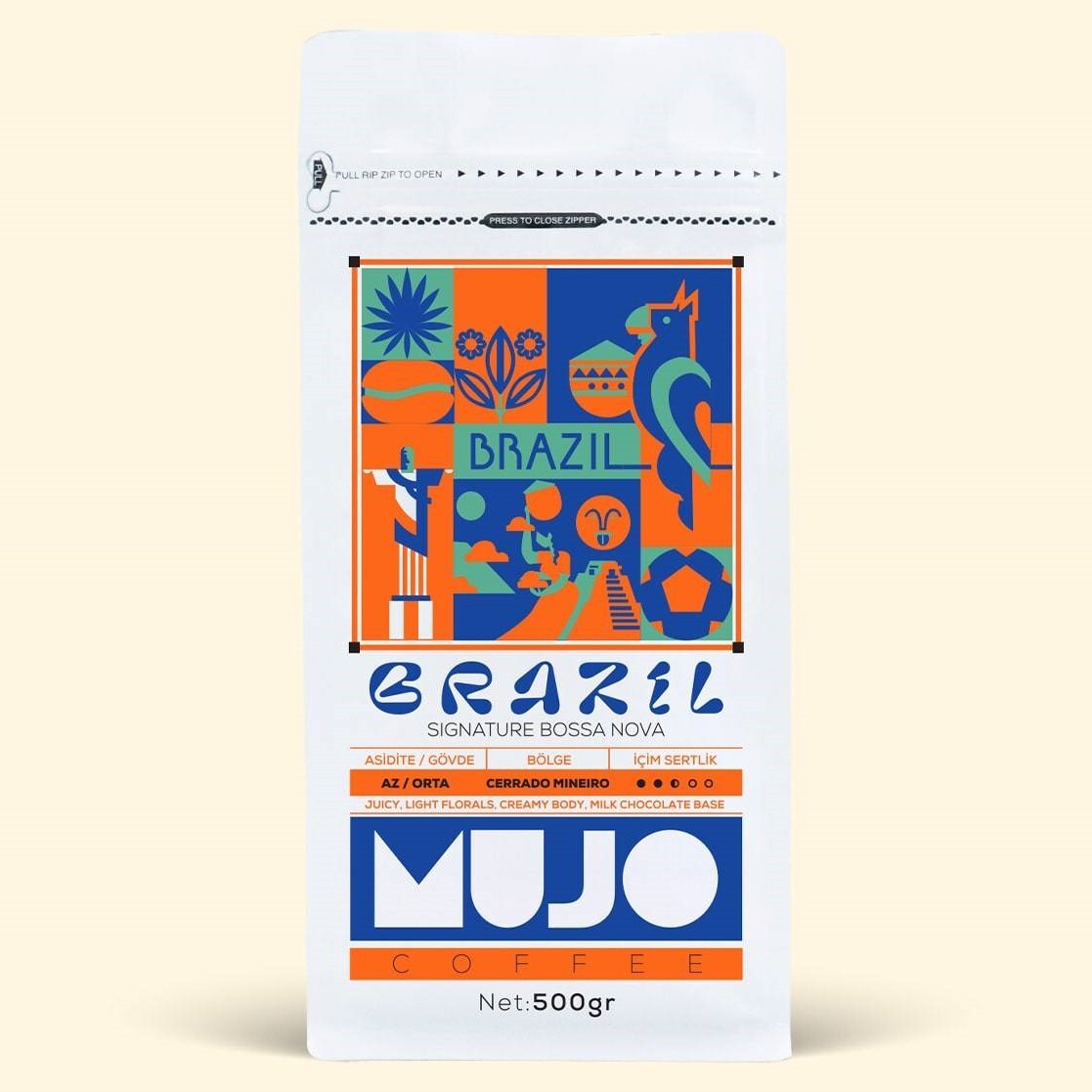 Mujo Coffee Brazil Signature Bossa Nova 1000 gr. Taze Kavrulmuş Çekirdek Kahve - 1