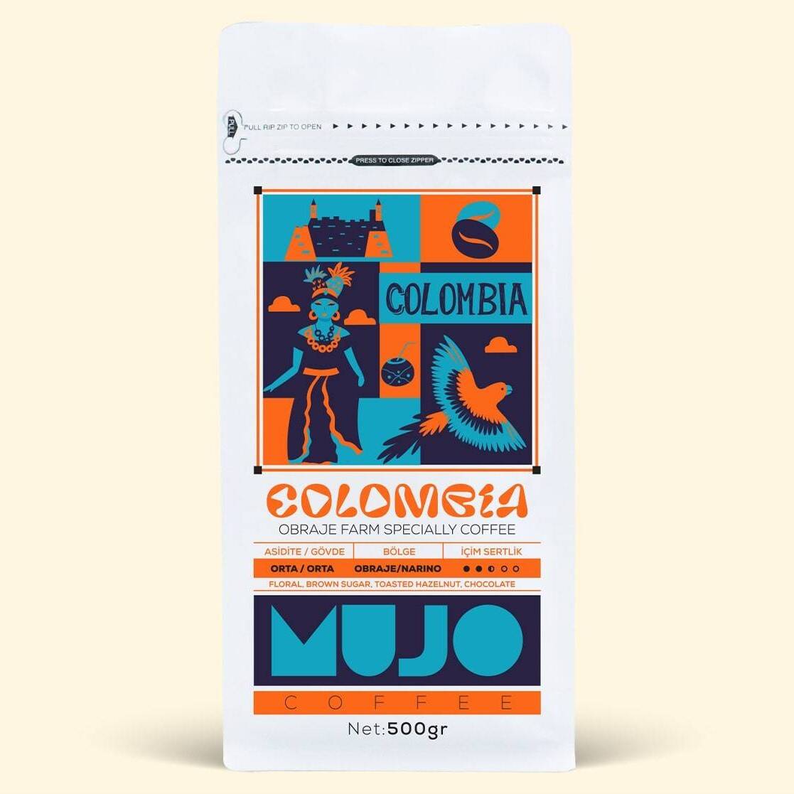 Mujo Coffee Colombia Obraje Farm Specially Coffee 1000 gr. Taze Kavrulmuş Çekirdek Kahve - 1