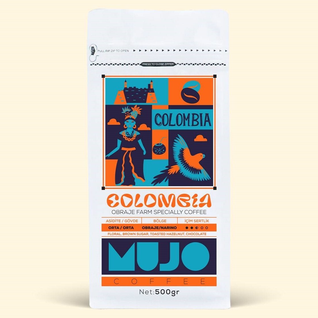 Mujo Coffee Colombia Obraje Farm Specially Coffee 250 gr. Taze Kavrulmuş Çekirdek Kahve - 1