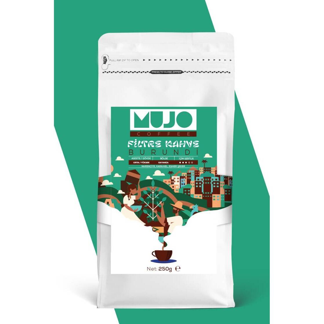 Mujo Coffee Filtre Kahve Burundi 1000 gr. Taze Kavrulmuş Çekirdek Kahve - 1