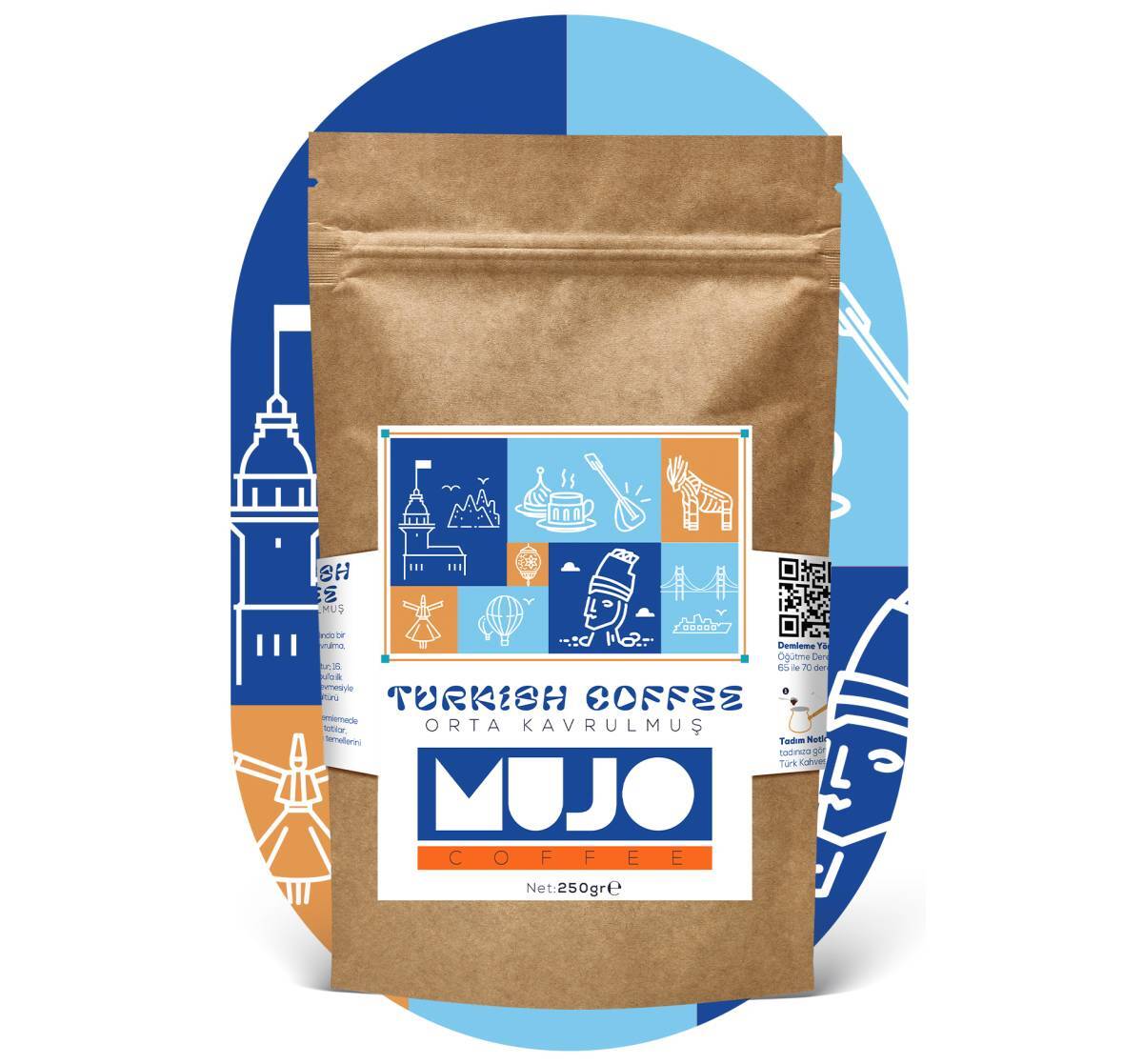 Mujo Coffee Turkish Coffee Orta Kavrulmuş, 250 gr. Türk Kahvesi - 1