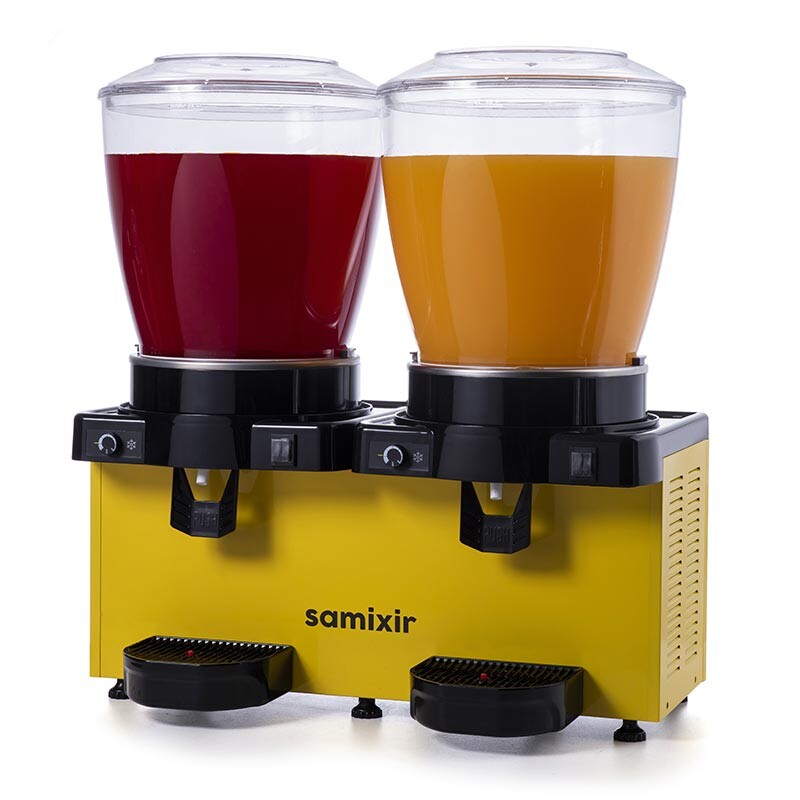 Samixir MM44.AY Panaromik Analog Twin Soğuk İçecek Dispenseri, 22+22 Lt, Karıştırıcılı, Sarı - 1