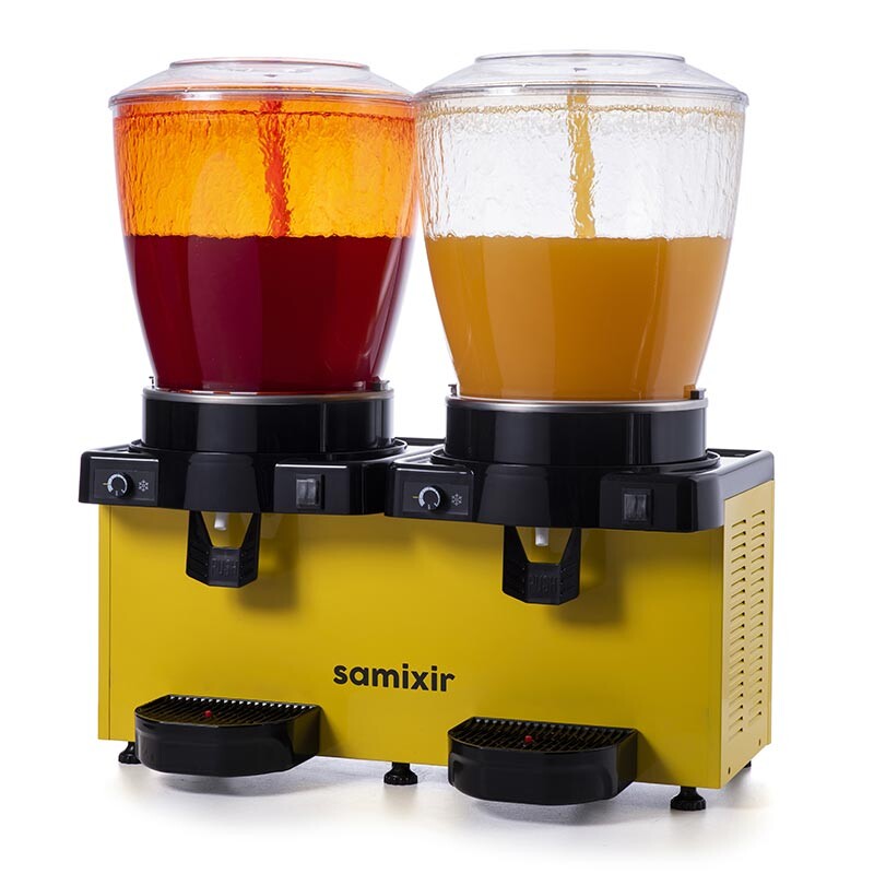 Samixir SS44 Panaromik Analog Twin Soğuk İçecek Dispenseri, 22+22 Lt, Fıskiyeli, Sarı - 1