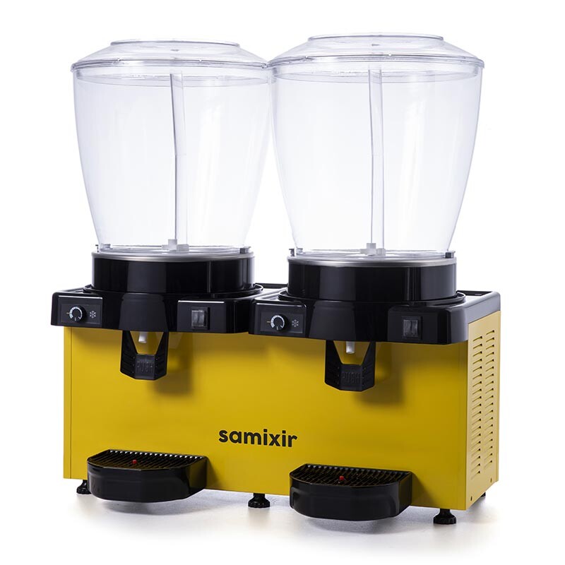 Samixir SS44 Panaromik Analog Twin Soğuk İçecek Dispenseri, 22+22 Lt, Fıskiyeli, Sarı - 2